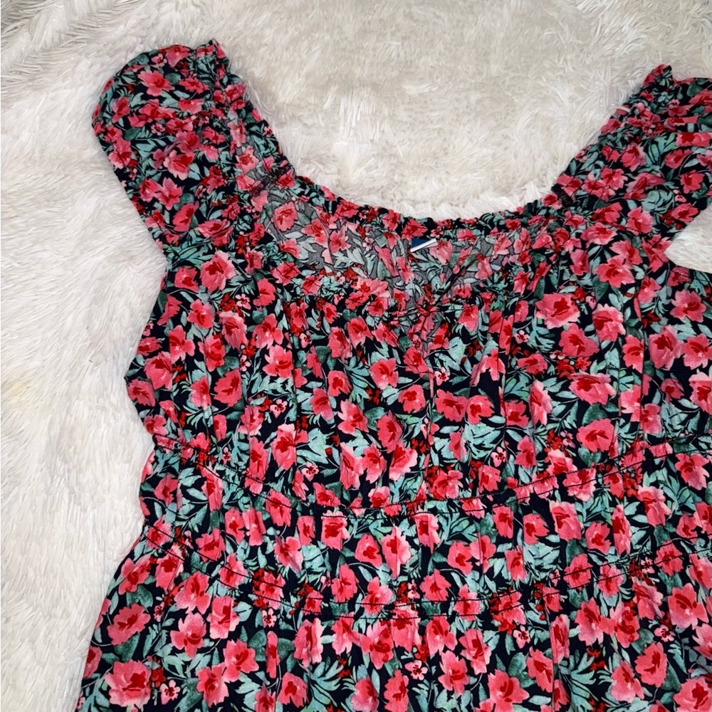 Old Navy Floral Short Sleeve / Sleeveless Babydoll Top size XL Extra Large